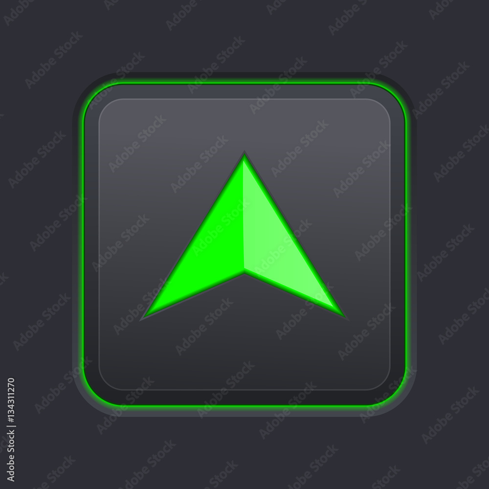 Square UP button with green arrow on black background Square UP button with green arrow on black background