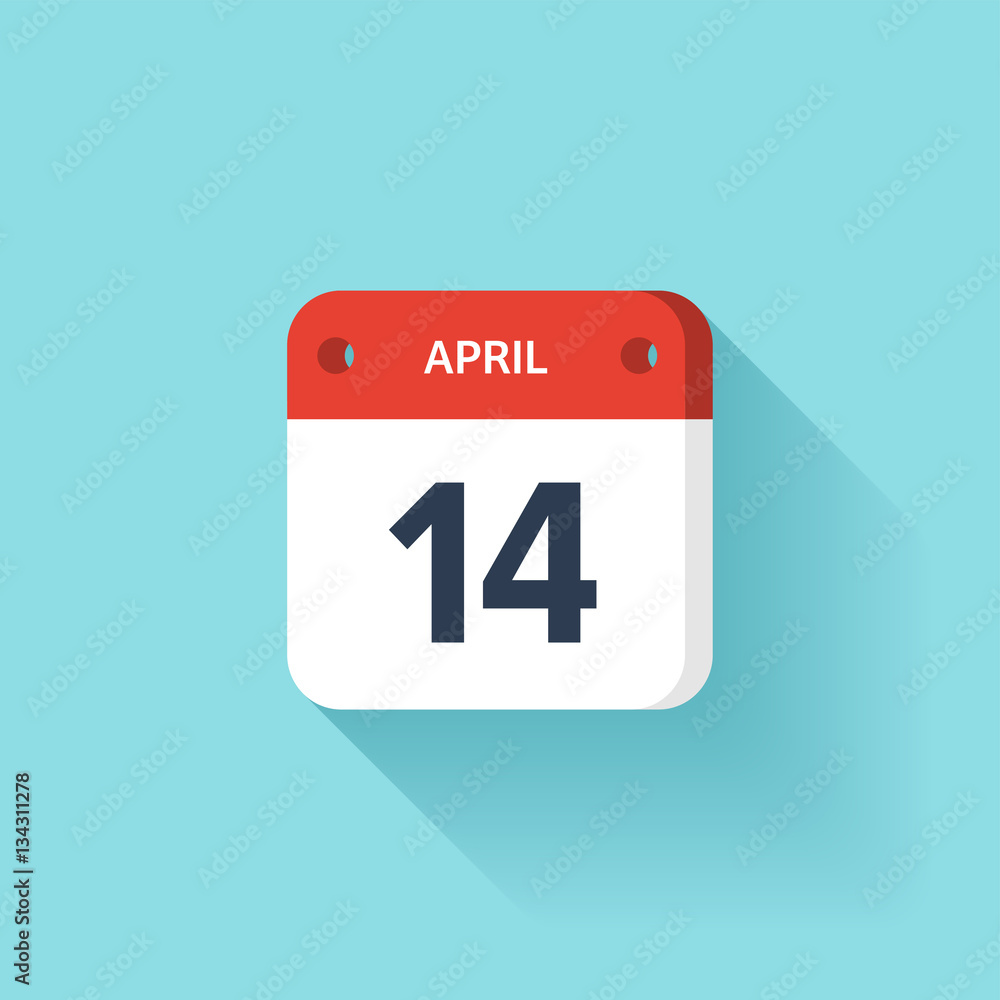 April 14. Isometric Calendar Icon With Shadow.Vector Illustration,Flat Style.Month and Date.Sunday,Monday,Tuesday,Wednesday,Thursday,Friday,Saturday.Week,Weekend,Red Letter Day. Holidays 2017. April 14. Isometric Calendar Icon With Shadow.Vector Illustration,Flat Style.Month and Date.Sunday,Monday,Tuesday,Wednesday,Thursday,Friday,Saturday.Week,Weekend,Red Letter Day. Holidays 2017.