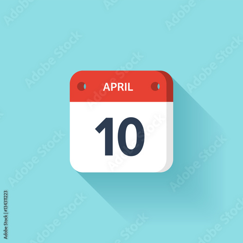 Free Download April 10. Isometric Calendar Icon With Shadow.Vector Illustration,Flat Style.Month and Date.Sunday,Monday,Tuesday,Wednesday,Thursday,Friday,Saturday.Week,Weekend,Red Letter Day. Holidays 2017. - GFXLoad