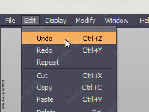Фототапет Software menu item with undo (cancel) command
