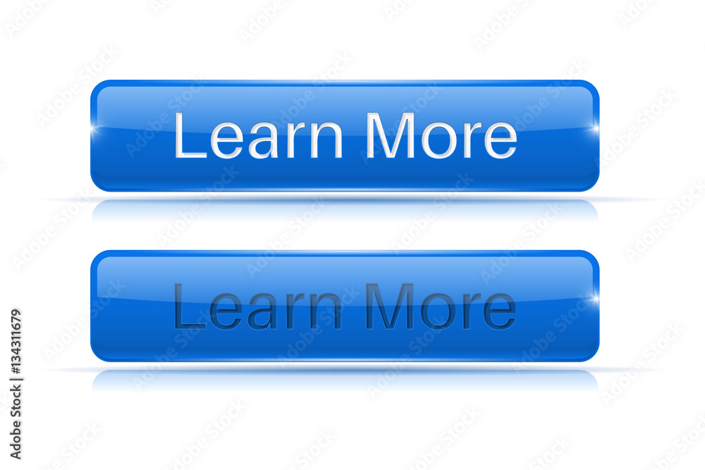 Blue button LEARN MORE. Active and normal Blue button LEARN MORE. Active and normal