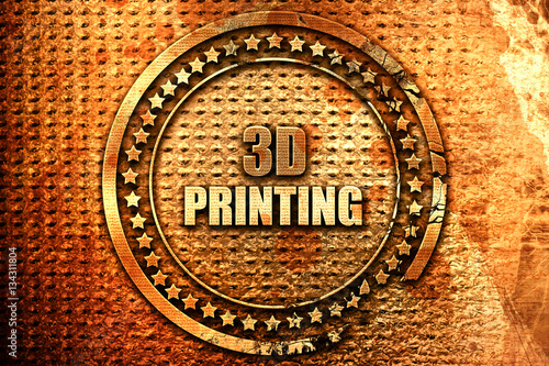 3d printing, 3D rendering, grunge metal stamp photo