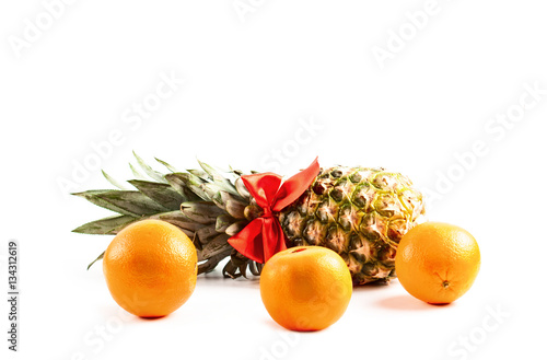 Ripe fresh fruits isolated on white background
