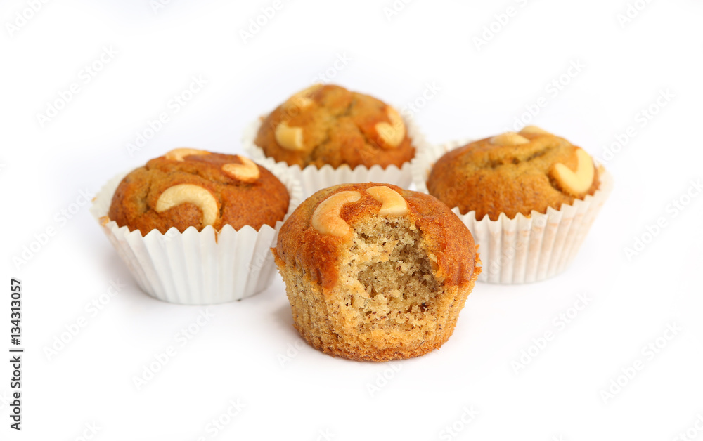 Bite Banana cupcake with cashew nut