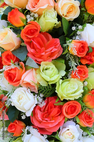 Close up of artificial flower bouquet.