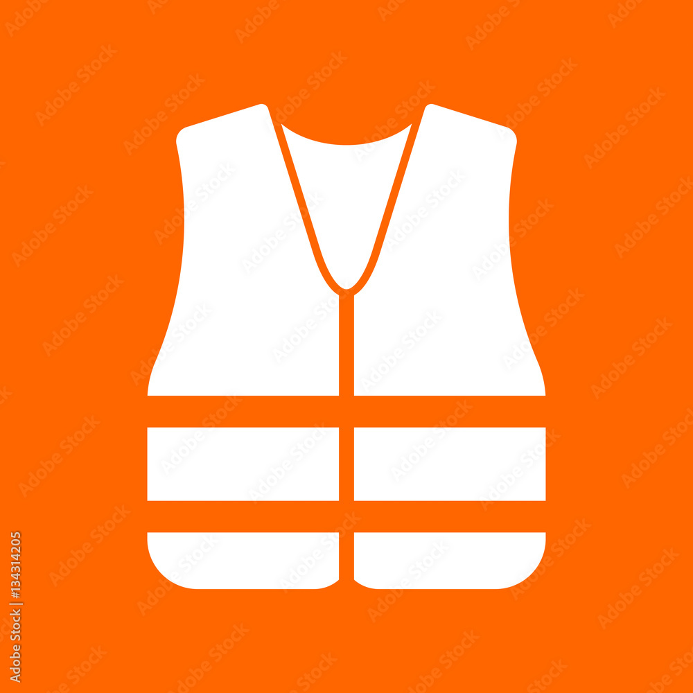 Safety vest icon on orange background, flat design style. Vector ...