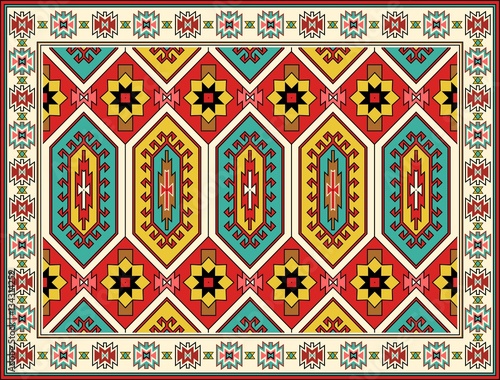 Ornamental Carpet Design . Tribal Vector Background .