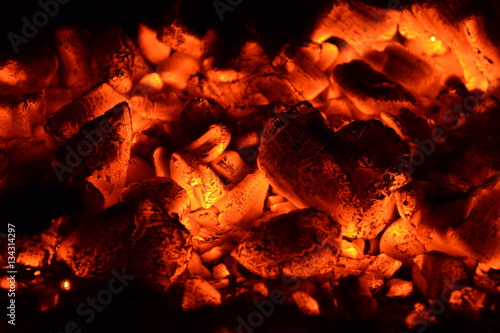 Burning charcoal