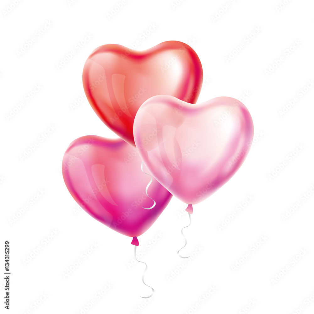 Heart Red transparent balloon on background.