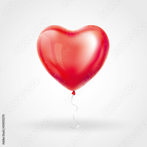 Heart Red transparent balloon on background.