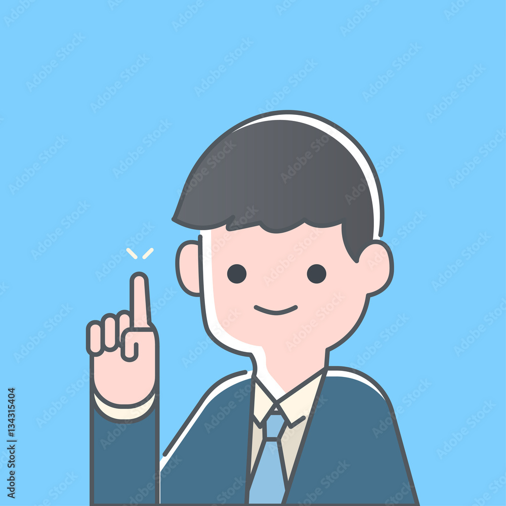 Businessman pointing, having a good idea, vector illustration. Businessman pointing, having a good idea, vector illustration.