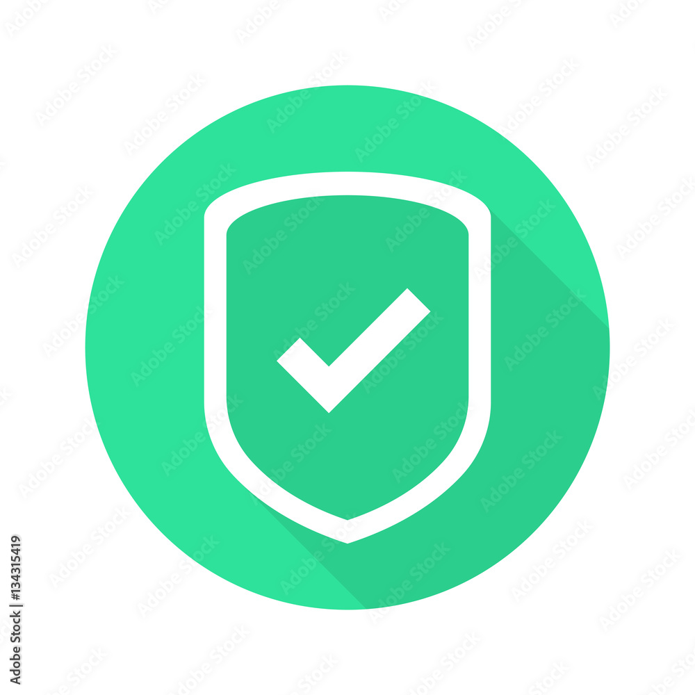 Shield with check mark icon flat design vector Shield with check mark icon flat design vector
