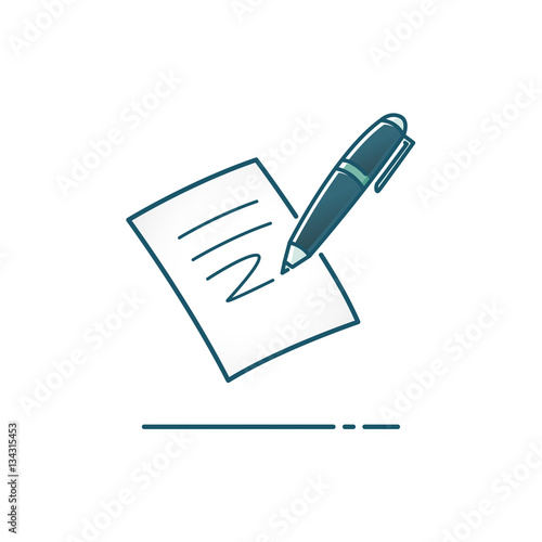Paperwork with pen icon design, Business office symbol. Vector illustration