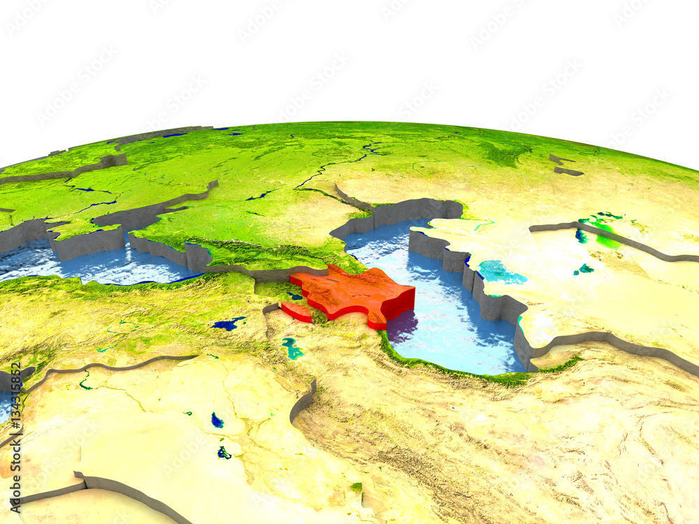 Azerbaijan on Earth in red