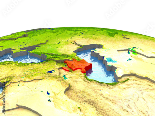 Azerbaijan on Earth in red