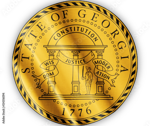 Georgia seal waving flag close