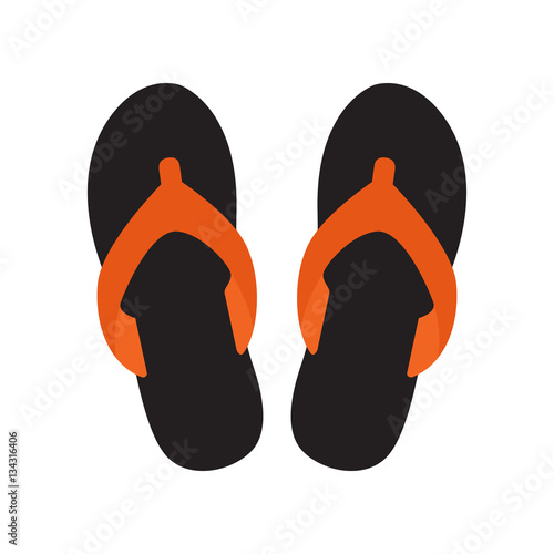 Black beach slippers icon isolated on white background.