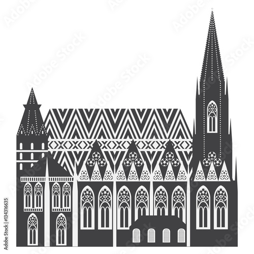 Austrian City sights in Vienna. Austria Landmark Travel And Journey Architecture Elements Stephansdom, outline