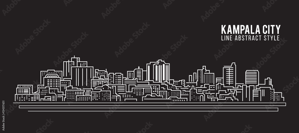 Cityscape Building Line art Vector Illustration design - Kampala city