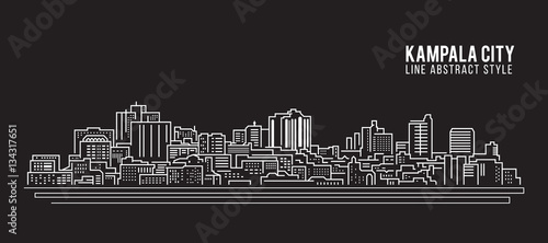 Cityscape Building Line art Vector Illustration design - Kampala city photo