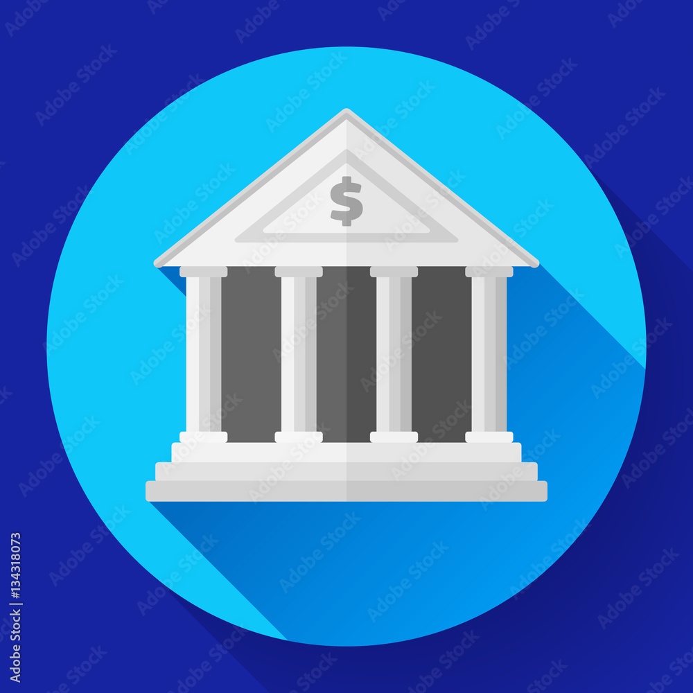 white bank icon with long shadow white bank icon with long shadow