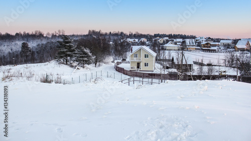 Country village in winter.