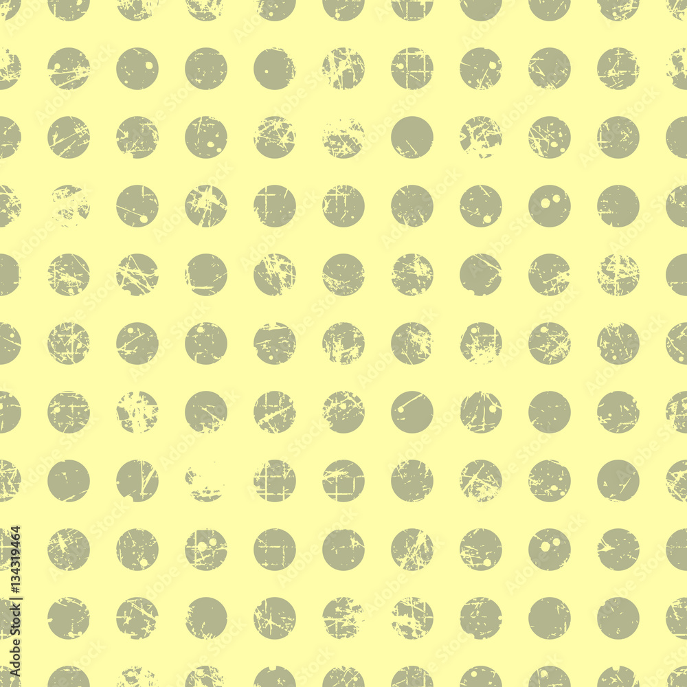 Seamless vector dotted pattern. Beige geometric background with circles. Grunge texture with attrition, cracks and ambrosia. Old style vintage design. Graphic illustration. Seamless vector dotted pattern. Beige geometric background with circles. Grunge texture with attrition, cracks and ambrosia. Old style vintage design. Graphic illustration.