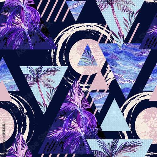 Abstract summer geometric seamless pattern.