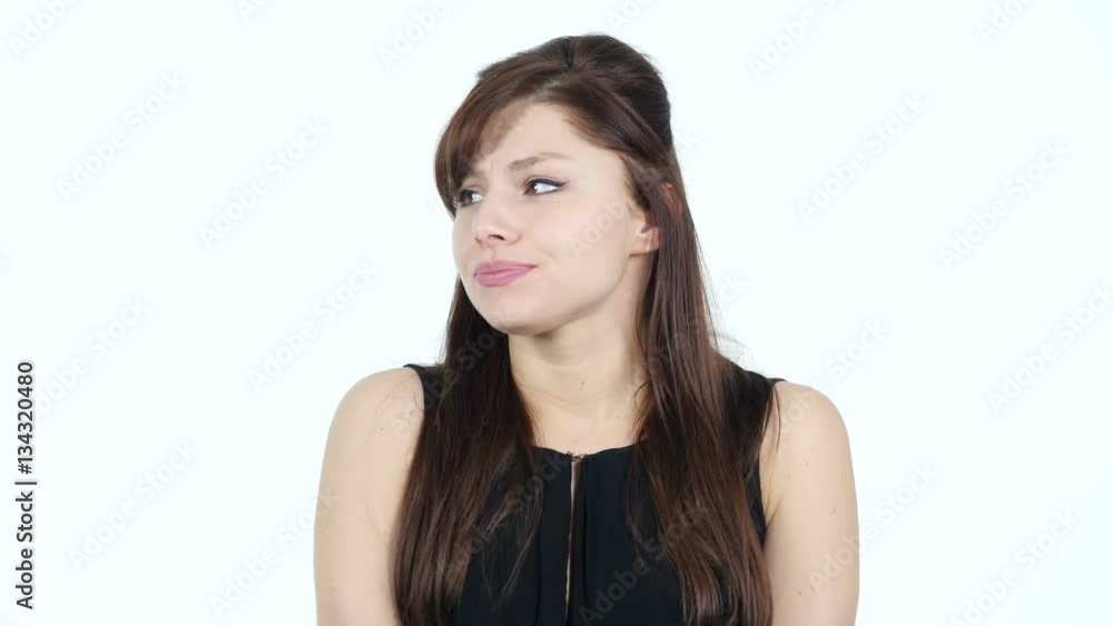 Young Girl Upset by Loss, White Background Young Girl Upset by Loss, White Background