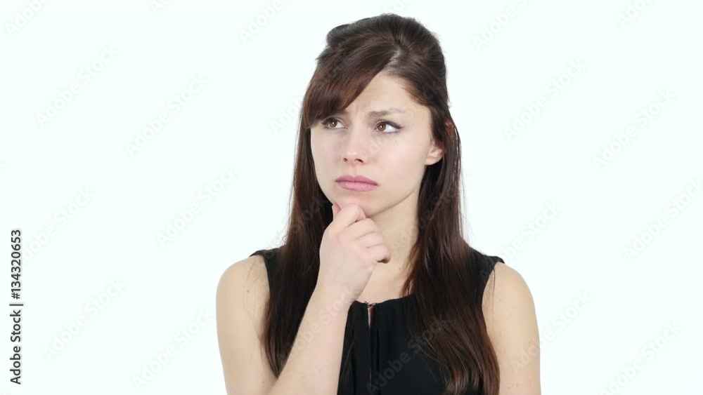 Thinking Young Girl, White Background Thinking Young Girl, White Background