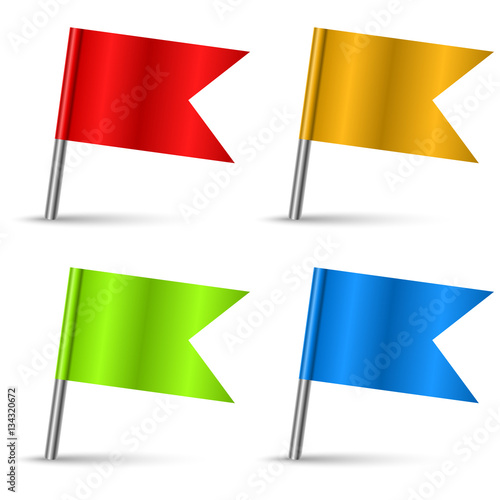 Color pin flags set vector template isolated on white background