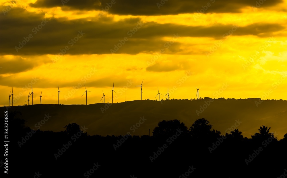 Fototapeta premium electric turbine with evening sky