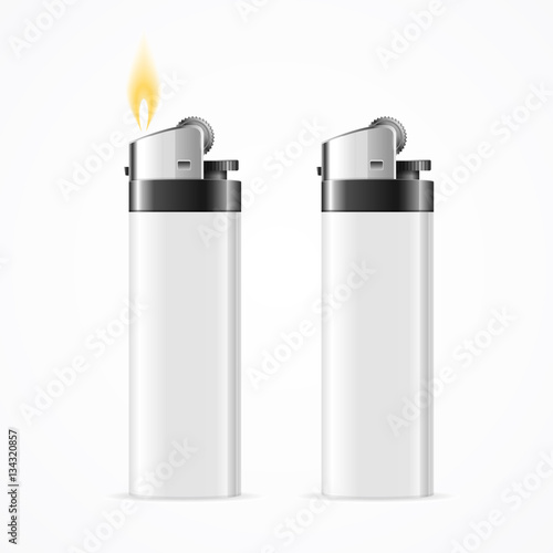 Realistic Template Blank White Lighter. Vector