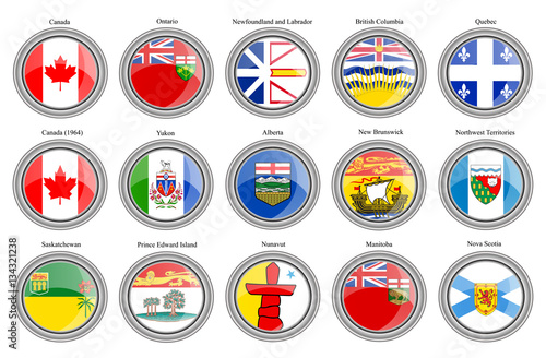 Set of icons. Regions of Canada flags. © Trots