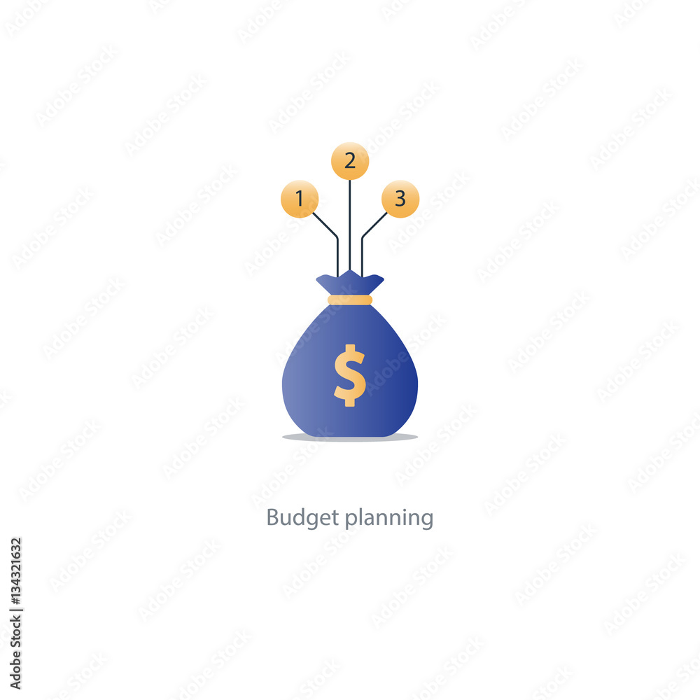 Big sack with money, financial investment safety plan, budget management vector Big sack with money, financial investment safety plan, budget management vector
