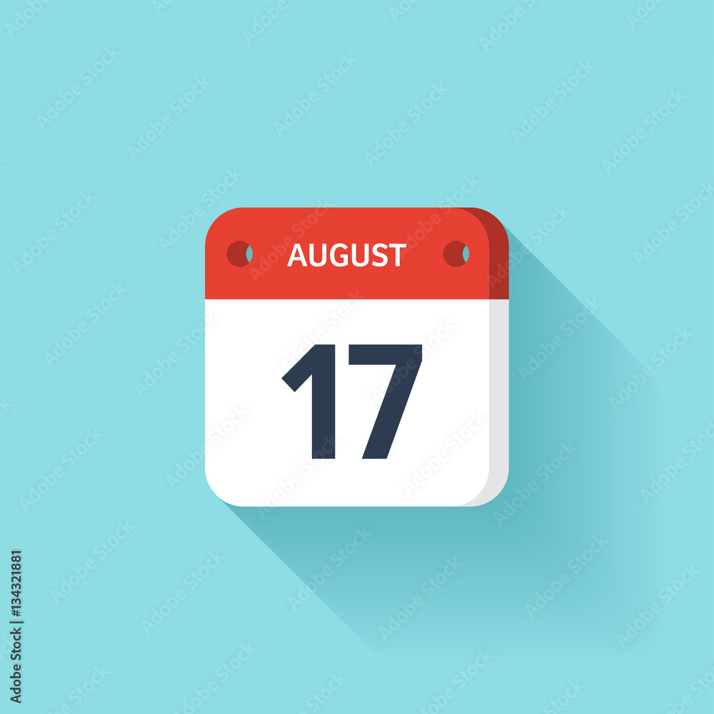 August 17. Isometric Calendar Icon With Shadow.Vector Illustration,Flat Style.Month and Date.Sunday,Monday,Tuesday,Wednesday,Thursday,Friday,Saturday.Week,Weekend,Red Letter Day. Holidays 2017. August 17. Isometric Calendar Icon With Shadow.Vector Illustration,Flat Style.Month and Date.Sunday,Monday,Tuesday,Wednesday,Thursday,Friday,Saturday.Week,Weekend,Red Letter Day. Holidays 2017.
