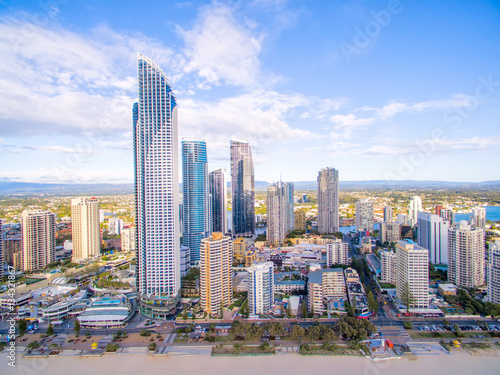 An aerial view of Surfers Paradise in Queensland's Gold Coast in Australia