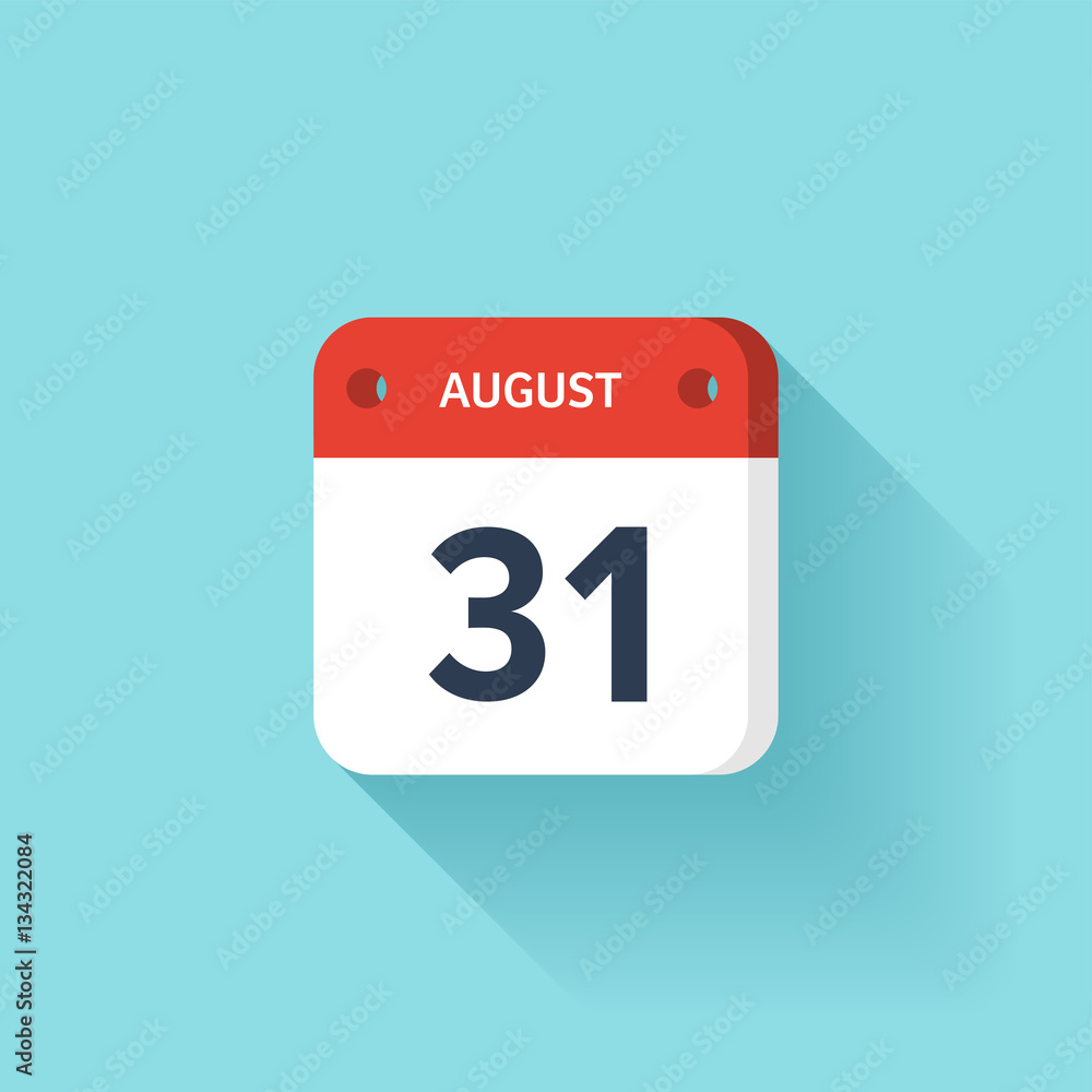 August 31. Isometric Calendar Icon With Shadow.Vector Illustration,Flat Style.Month and Date.Sunday,Monday,Tuesday,Wednesday,Thursday,Friday,Saturday.Week,Weekend,Red Letter Day. Holidays 2017. August 31. Isometric Calendar Icon With Shadow.Vector Illustration,Flat Style.Month and Date.Sunday,Monday,Tuesday,Wednesday,Thursday,Friday,Saturday.Week,Weekend,Red Letter Day. Holidays 2017.
