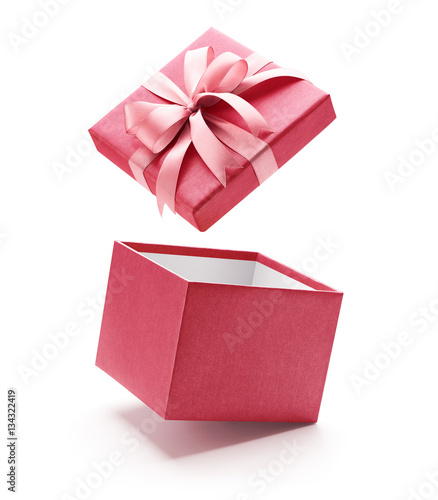 Pink open gift box isolated on white background - Clipping path included