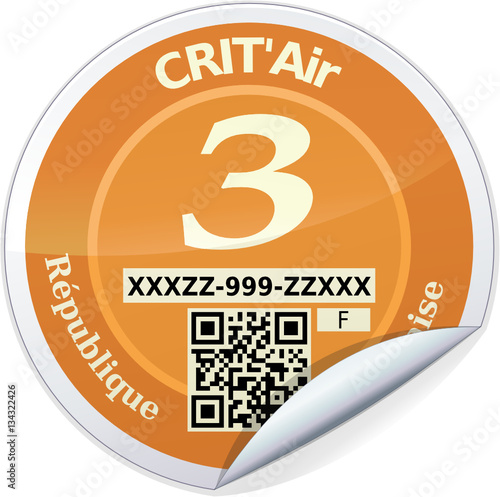 Sticker CRIT'air orange 3 (reflet métal)