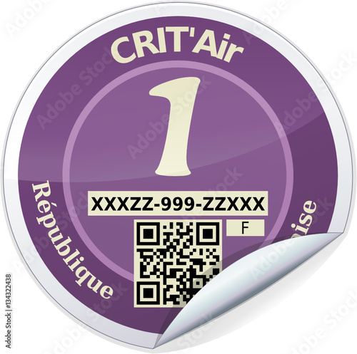 Sticker CRIT'air violet 1 (reflet métal)