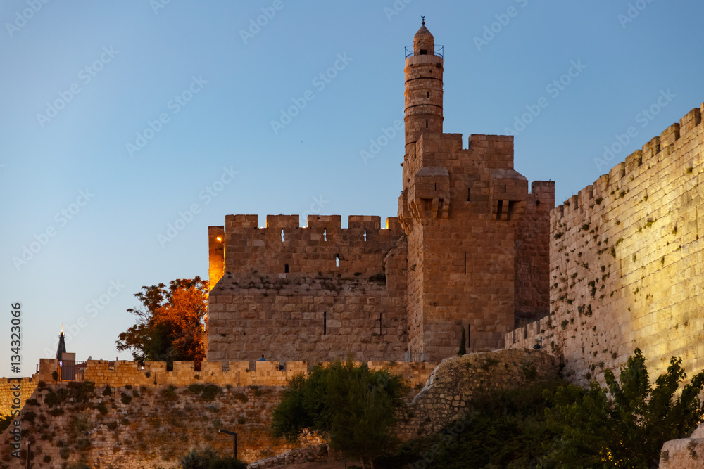 Naklejka premium King David tower near midnight