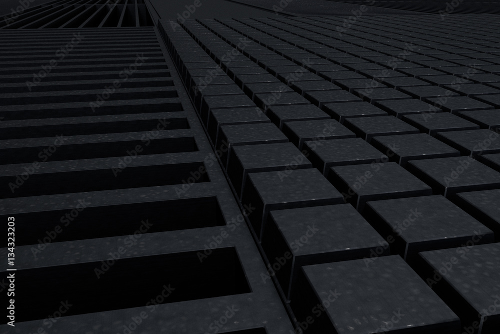 Obraz premium Futuristic technological or industrial background made from metal