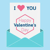 Envelope love letter flat design postcard valentine's day.