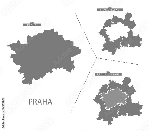 Praha Czech Republic Map grey