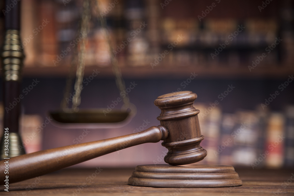 law theme, mallet of the judge, justice scale, books, wooden des law theme, mallet of the judge, justice scale, books, wooden des