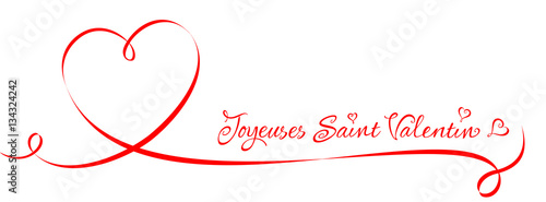 Ornement calligraphique à forme de coeur avec salutation -  Joyeuses Saint Valentin photo