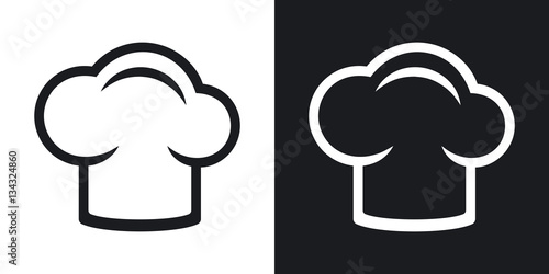 Vector chef cap icon. Two-tone version on black and white background
