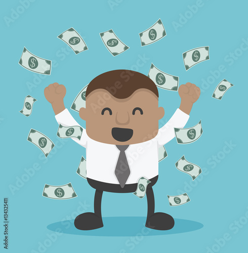 Young African Businessman success and there is plenty of money