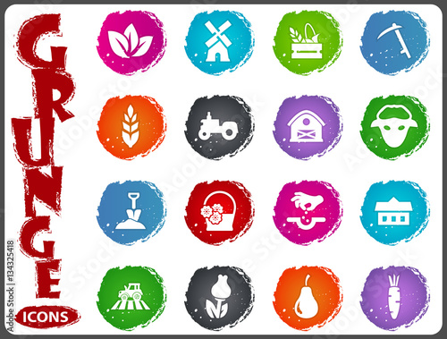 Agricultural icons set in grunge style